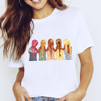 Travel Vacation Girl Fashion Girl Print T-shirt Short Sleeve