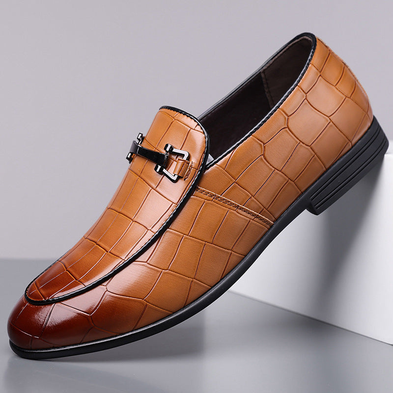 Men's Plaid Light Luxury Plus Size Rubber Sole Lightweight Leather Shoes