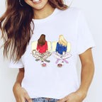 Travel Vacation Girl Fashion Girl Print T-shirt Short Sleeve